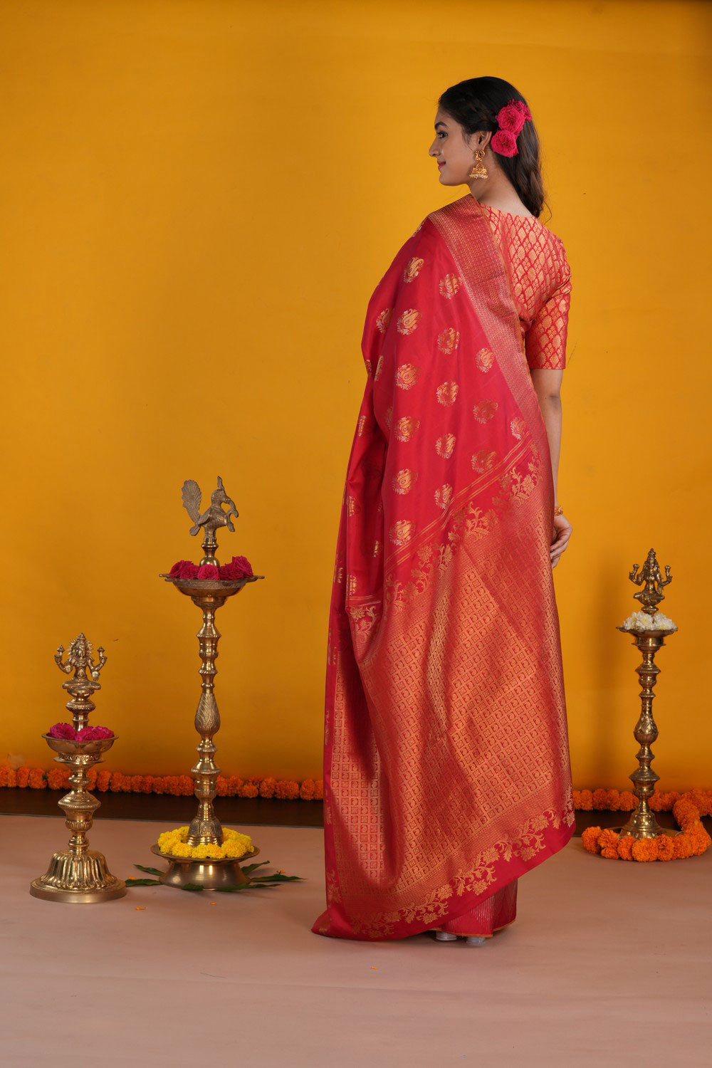 Image of Red Kanchipattu Saree